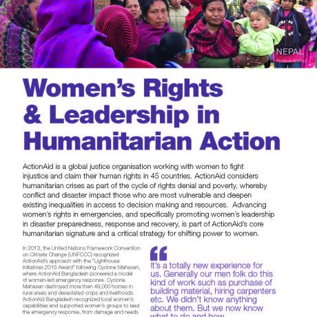 women's rights & Leadership in humanitarian action